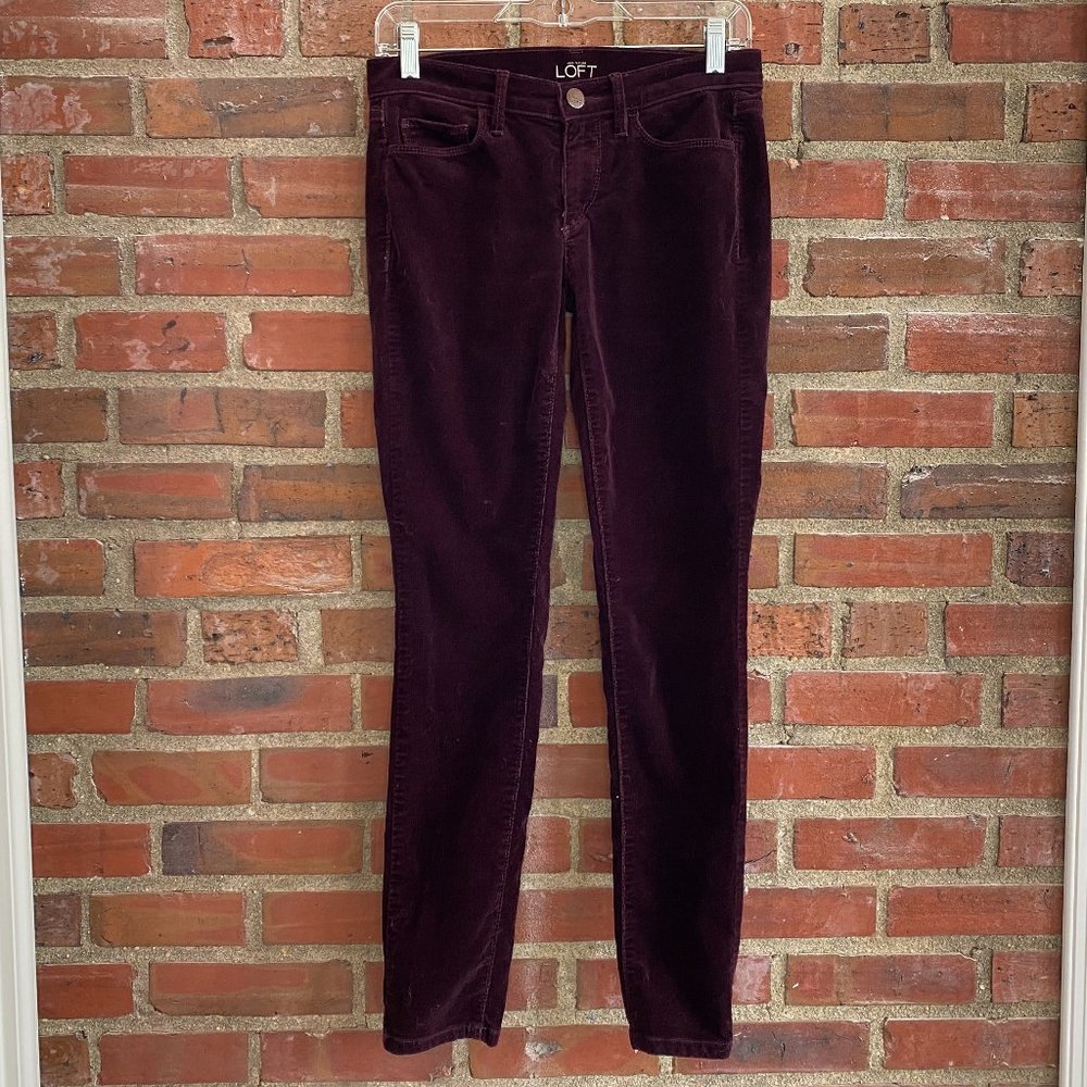 LOFT Modern Skinny Burgundy Corduroy Pants